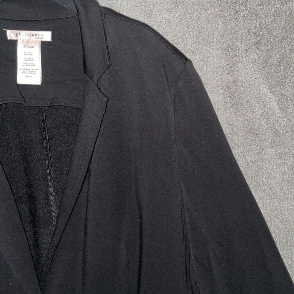 Philosophy Women XXL Black One Button Blazer Knit Quiet Luxury Professional Soft - Picture 4 of 9